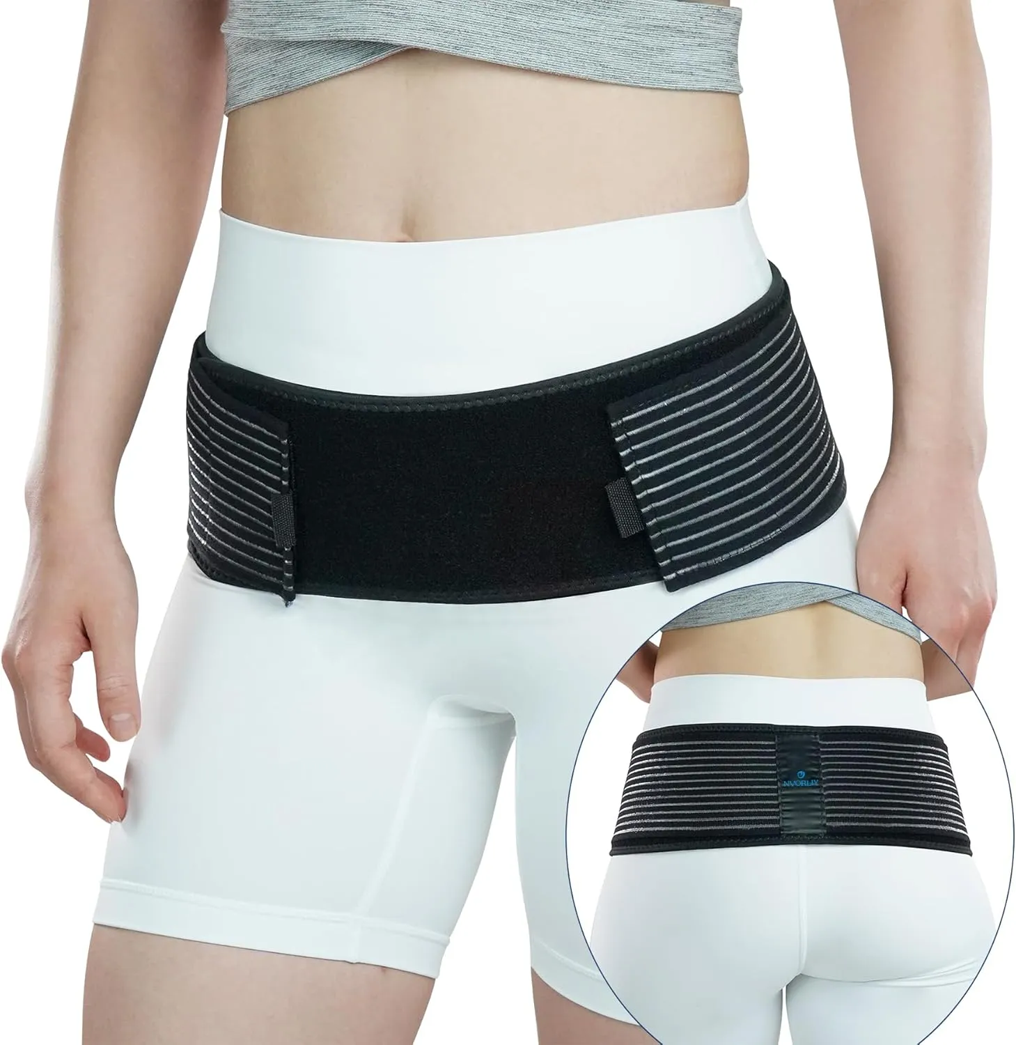 Nvorliy SI Joint Belt Plus Size Sacroiliac Brace Lumbar Lower Back Adjustable Compression Support Belly Band Stabilize Hip & Pelvic Relief Pain for Sciatic Nerve Fits Women and Men (2XL/3XL(50"-60"))