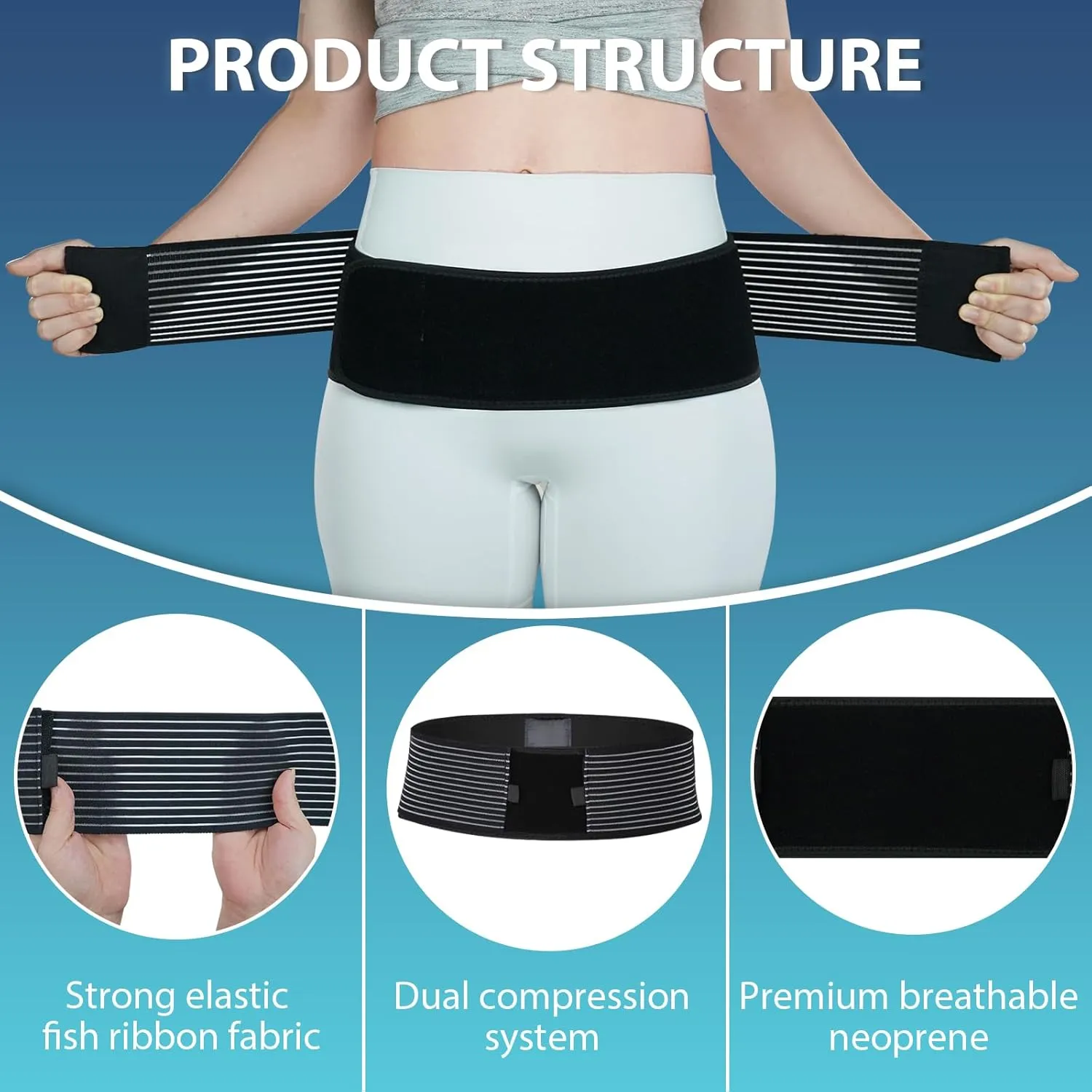 Nvorliy SI Joint Belt Plus Size Sacroiliac Brace Lumbar Lower Back Adjustable Compression Support Belly Band Stabilize Hip & Pelvic Relief Pain for Sciatic Nerve Fits Women and Men (2XL/3XL(50"-60"))