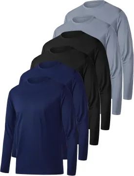 OYGSieg 6 Pack Long Sleeve Shirts for Men Moisture Wicking UPF SPF Sun Protection Tee Shirts Workout T Shirts Casual