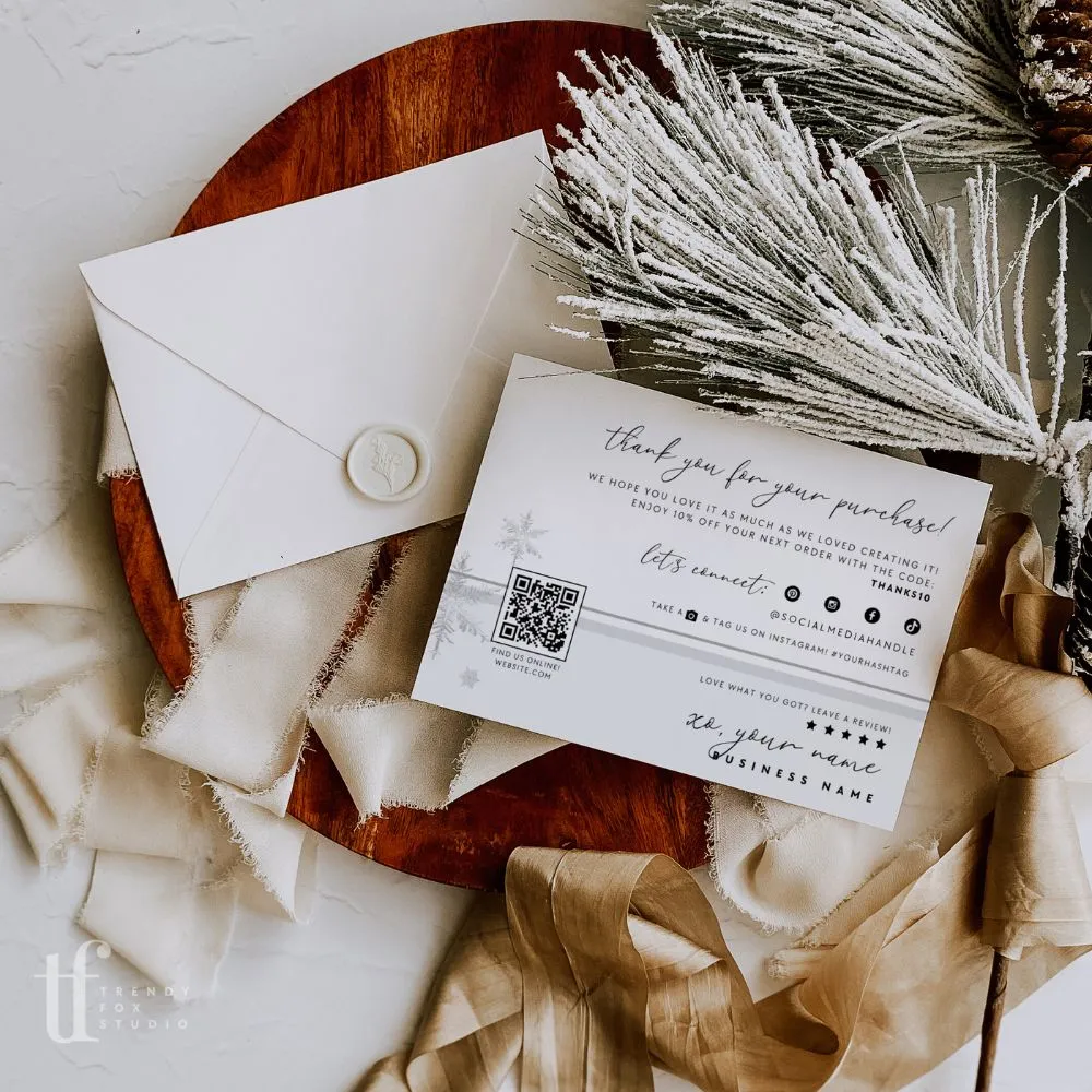 Plaid Christmas Business Thank You Card Canva Template | Rustic Neutral Watercolor
