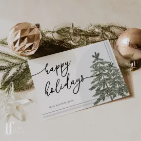 Plaid Christmas Business Thank You Card Canva Template | Rustic Neutral Watercolor