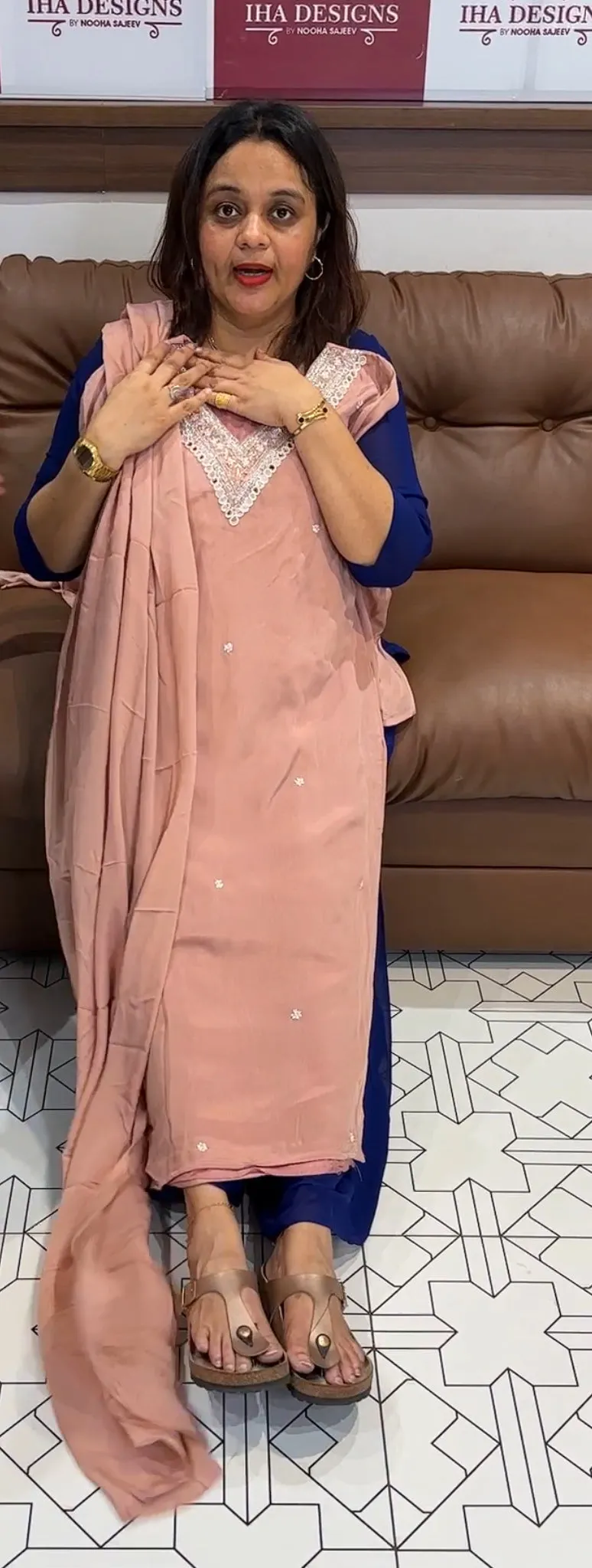 PLATINUM CHIFFON  TOP ,BOTTOM AND DUPATTA - IHA  14062