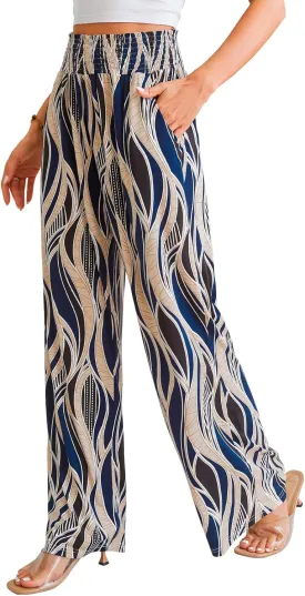QIANXIZHAN Women's Boho Pants, Wide Leg High Waist Harem Pants Hippie Yoga Clothes with Pockets