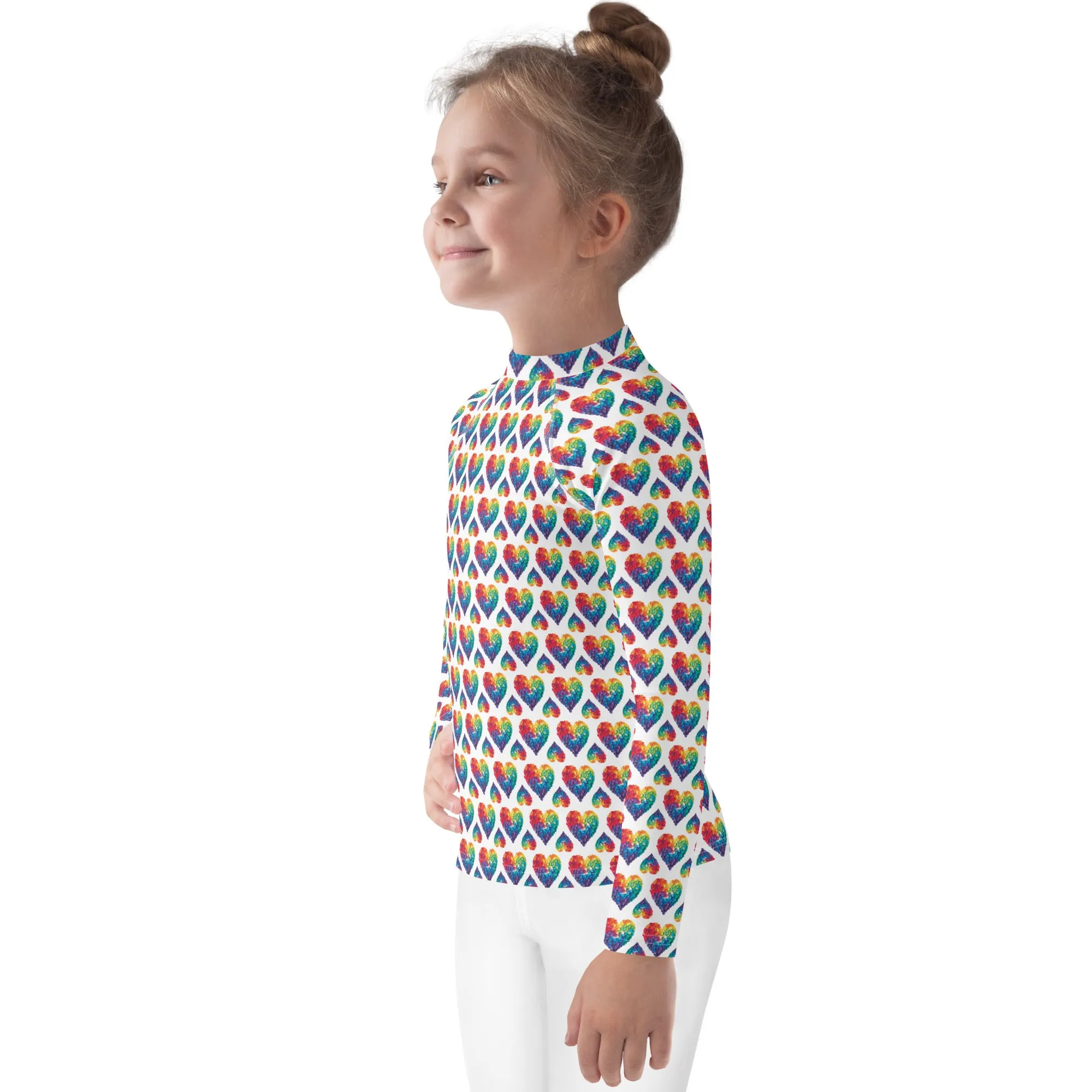 Rainbow Blossom Hearts Kids Rash Guard (POD)