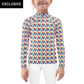 Rainbow Blossom Hearts Kids Rash Guard (POD)