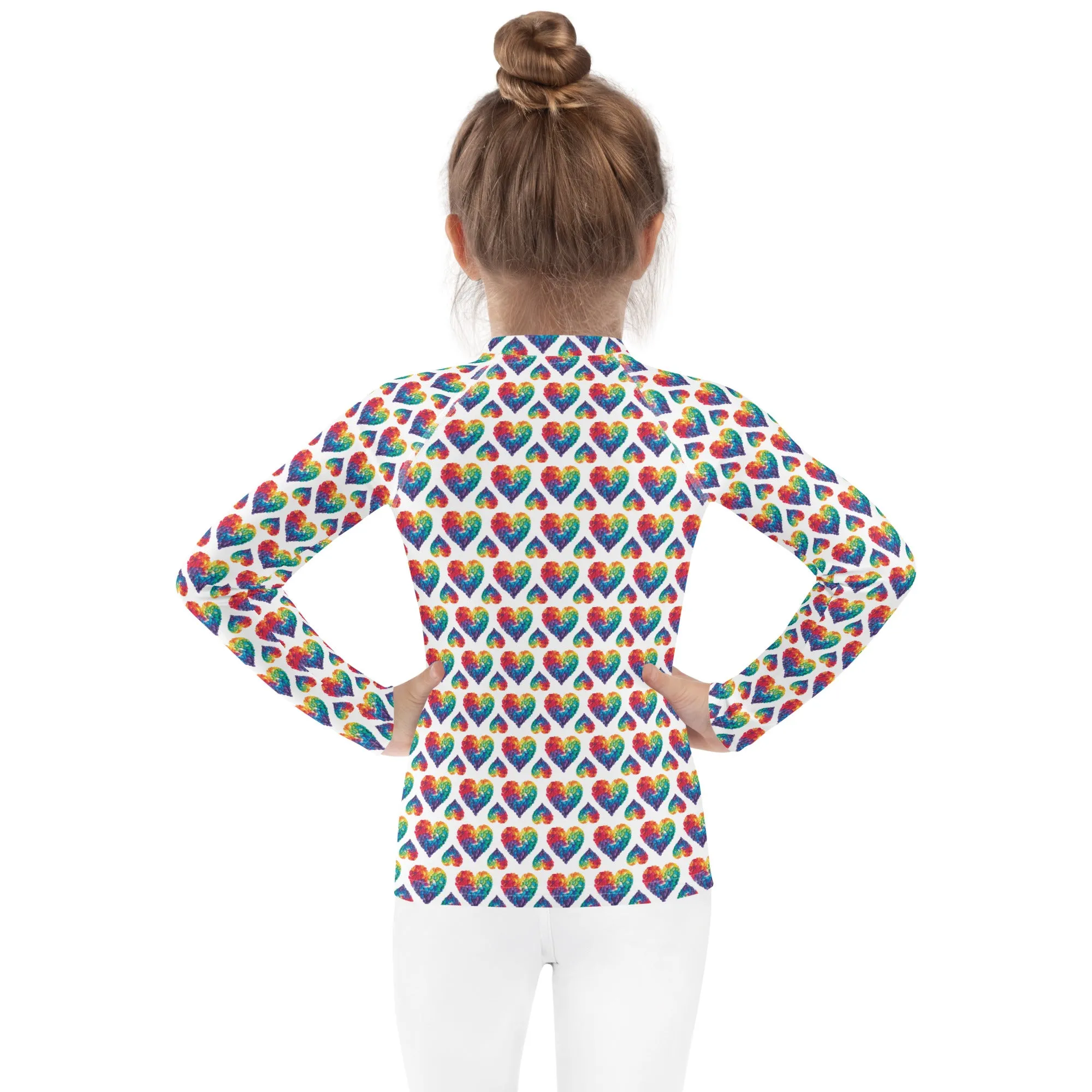 Rainbow Blossom Hearts Kids Rash Guard (POD)