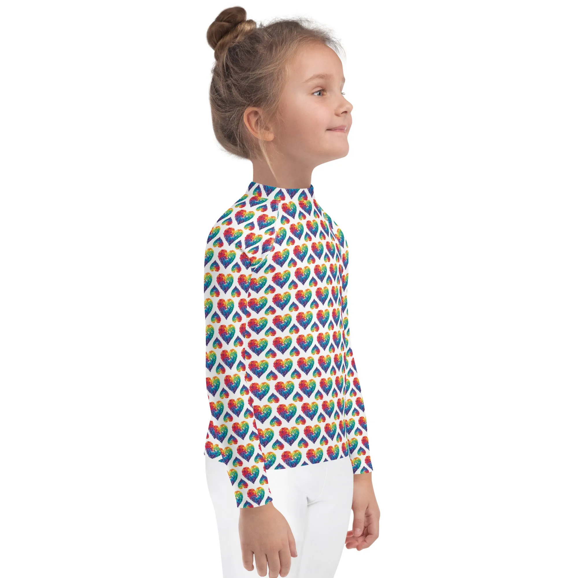 Rainbow Blossom Hearts Kids Rash Guard (POD)