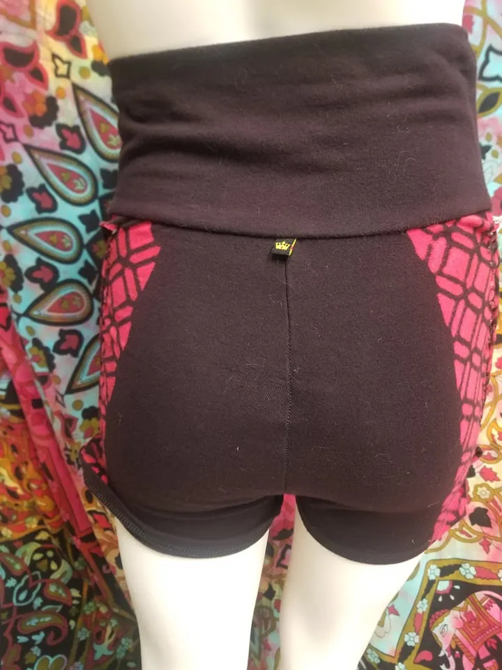 Red & Black Hand Dyed Slit Weave Shorts- Size Small