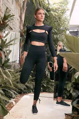 Ruffle Crop Black