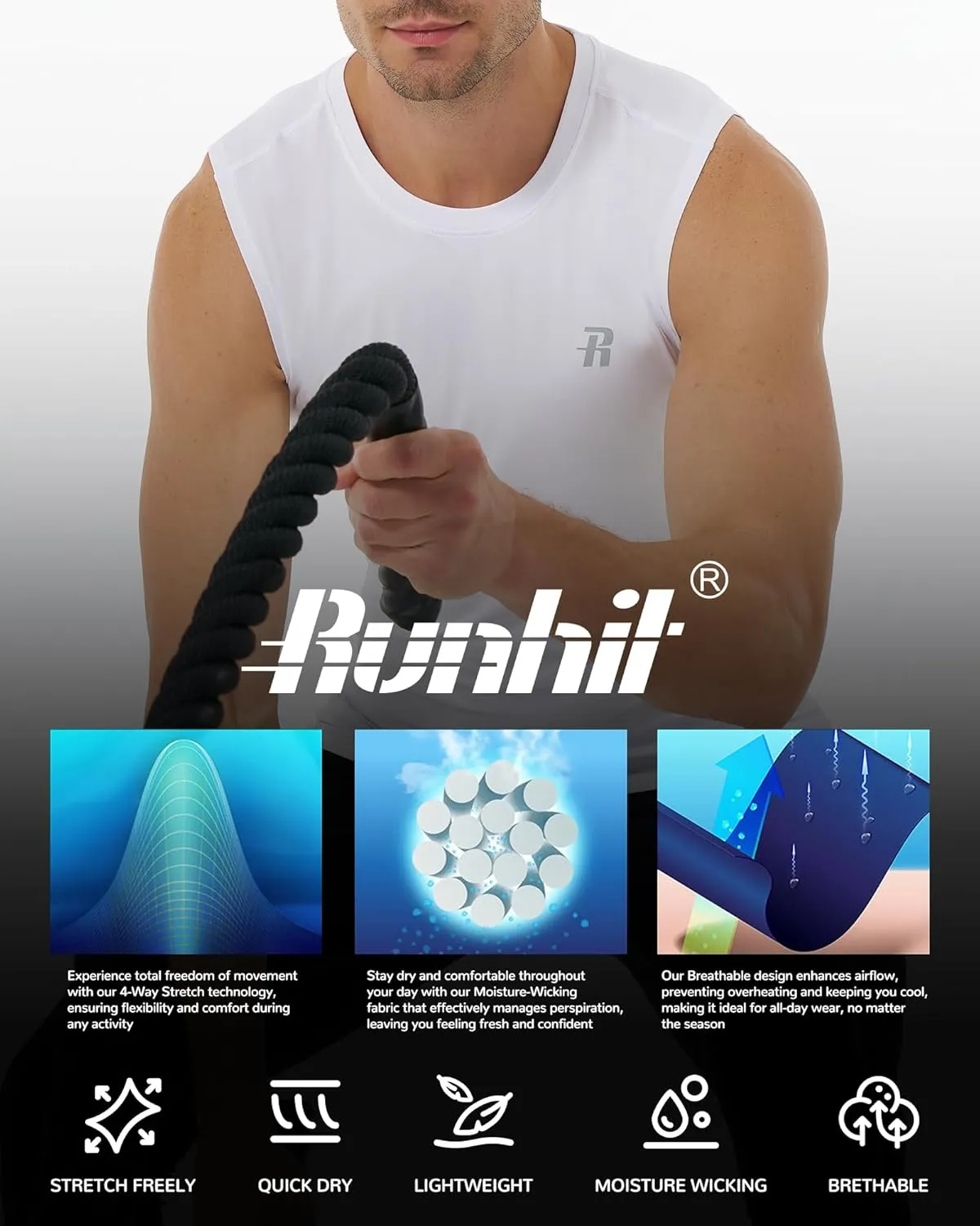 Runhit Sleeveless Compression Shirt Men Athletic Base Layer Shirts