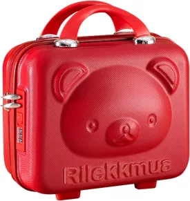 Small Hard Shell Cosmetic Case 14 Inch /16 Inch Cute Bear Cosmetic Case Box Beauty Makeup Bag Organizer Cartoon Travel Suitcase Luggage Storage Bag, Red, S (14 Inch), Cute