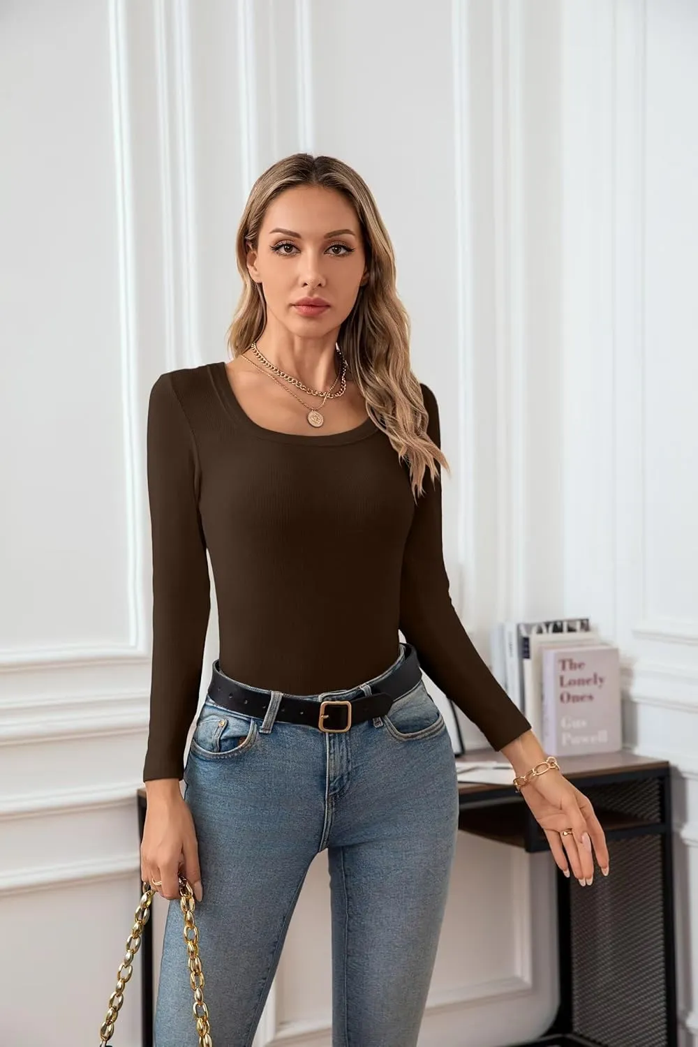 VICHYIE Womens Summer Short Sleeve Tops Square Neck Ribbed Slim Fitted Shirts Casual Tee Tshirt