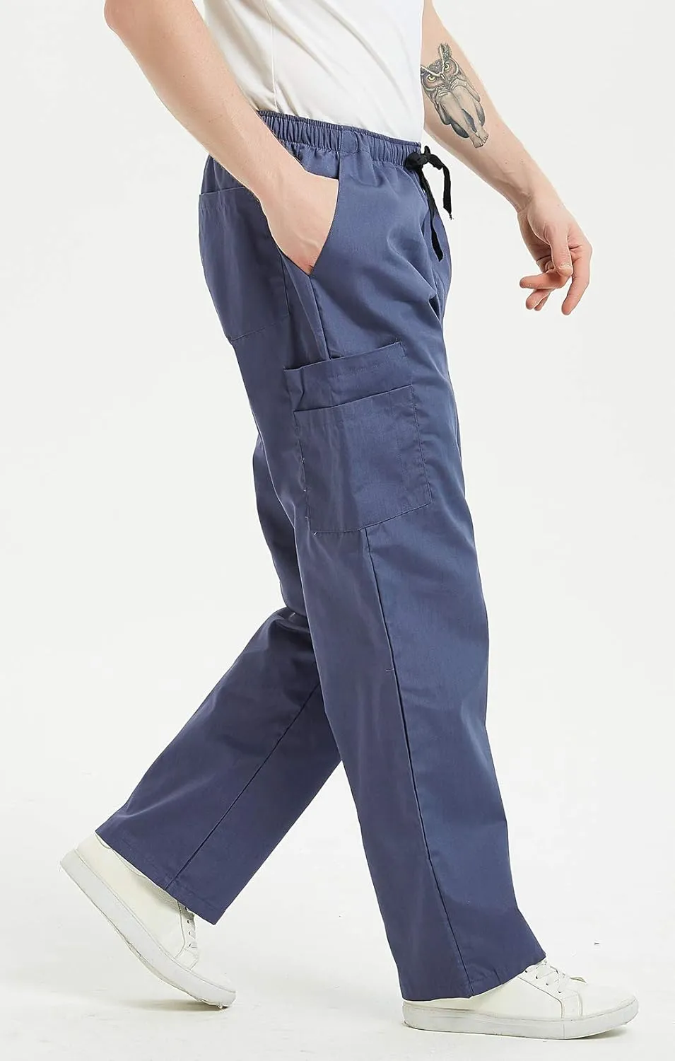 VOGRYE Scrub Pants for Men - Pants with 7 Pockets Waistband, Anti-Wrinkle Scrubs for Men