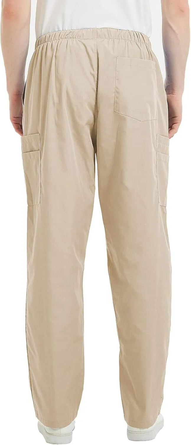VOGRYE Scrub Pants for Men - Pants with 7 Pockets Waistband, Anti-Wrinkle Scrubs for Men