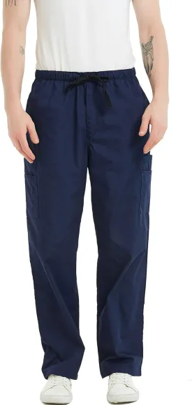 VOGRYE Scrub Pants for Men - Pants with 7 Pockets Waistband, Anti-Wrinkle Scrubs for Men