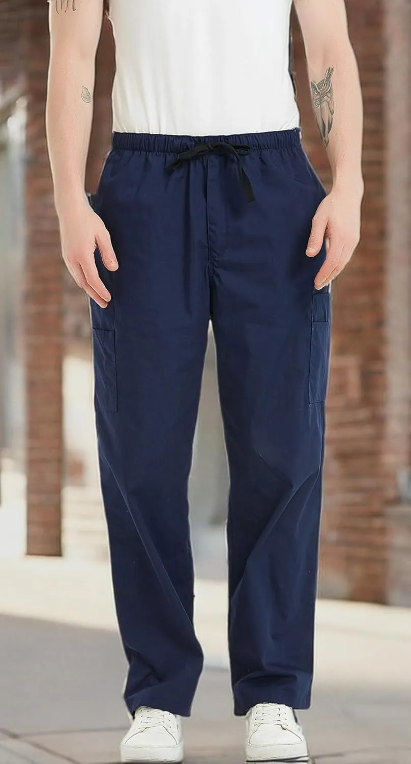VOGRYE Scrub Pants for Men - Pants with 7 Pockets Waistband, Anti-Wrinkle Scrubs for Men