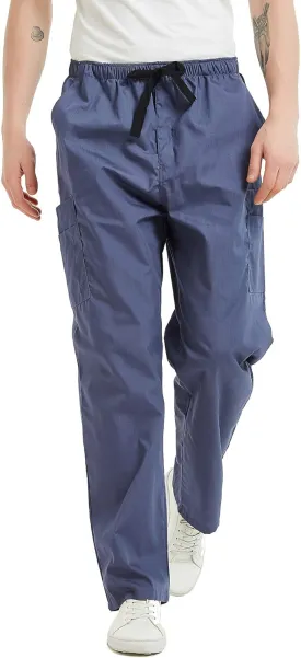 VOGRYE Scrub Pants for Men - Pants with 7 Pockets Waistband, Anti-Wrinkle Scrubs for Men