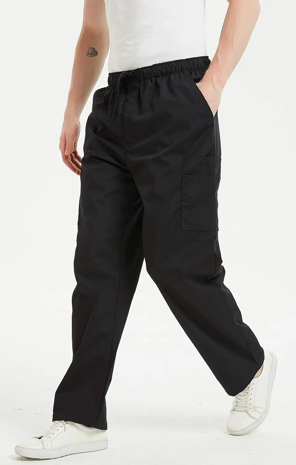 VOGRYE Scrub Pants for Men - Pants with 7 Pockets Waistband, Anti-Wrinkle Scrubs for Men