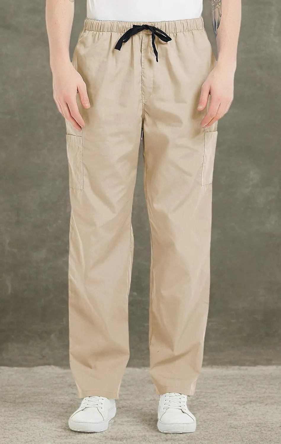 VOGRYE Scrub Pants for Men - Pants with 7 Pockets Waistband, Anti-Wrinkle Scrubs for Men