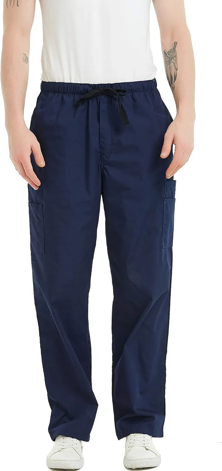 VOGRYE Scrub Pants for Men - Pants with 7 Pockets Waistband, Anti-Wrinkle Scrubs for Men