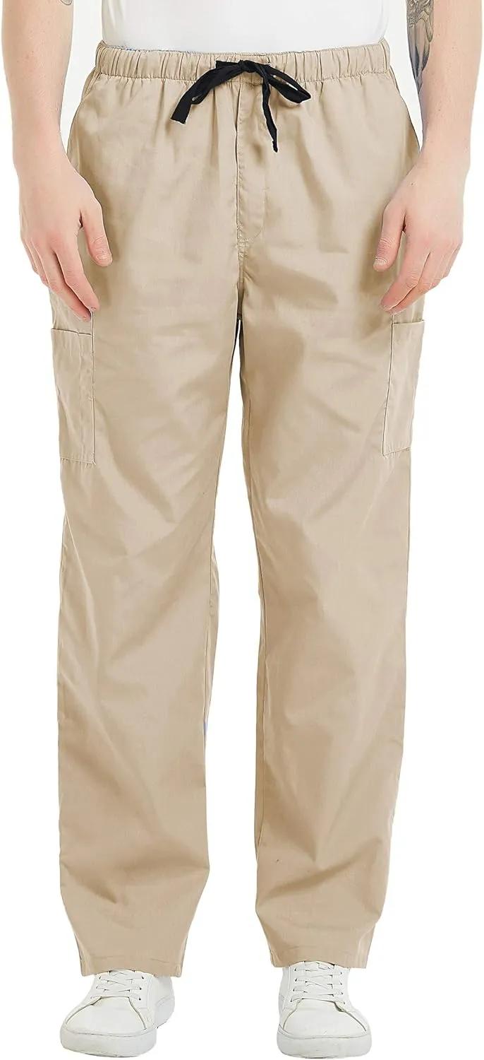 VOGRYE Scrub Pants for Men - Pants with 7 Pockets Waistband, Anti-Wrinkle Scrubs for Men