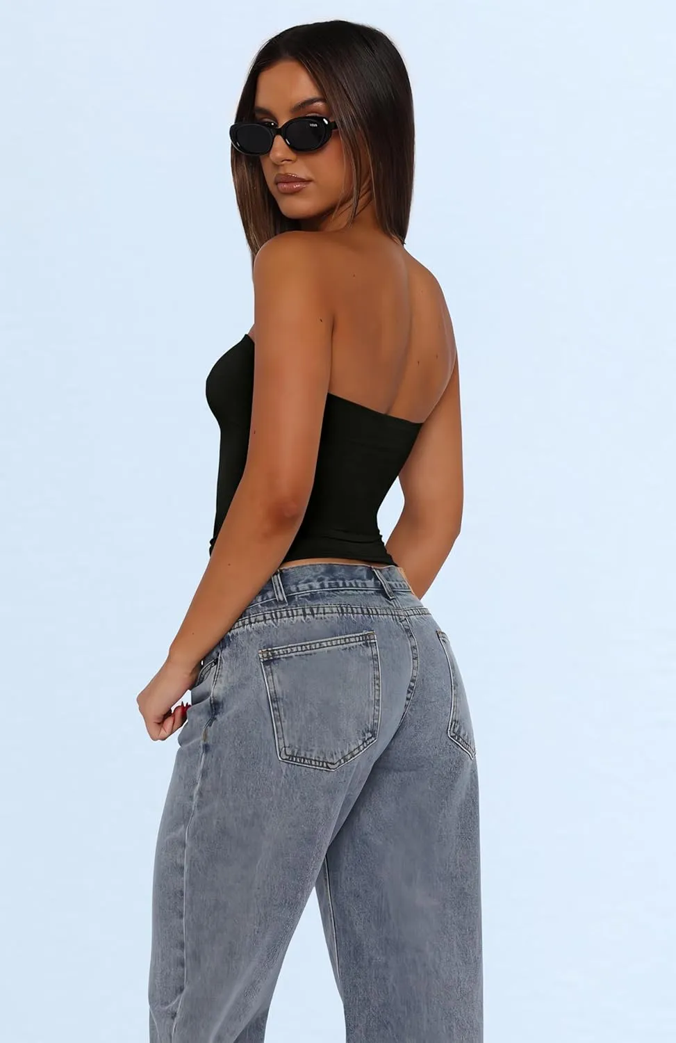 WIHOLL 3 Pack Tube Tops for Women Slim Fit Crop Tops Going Out Strapless Tank Tops Bandeau Summer Outfits 2025 Y2K Clothes