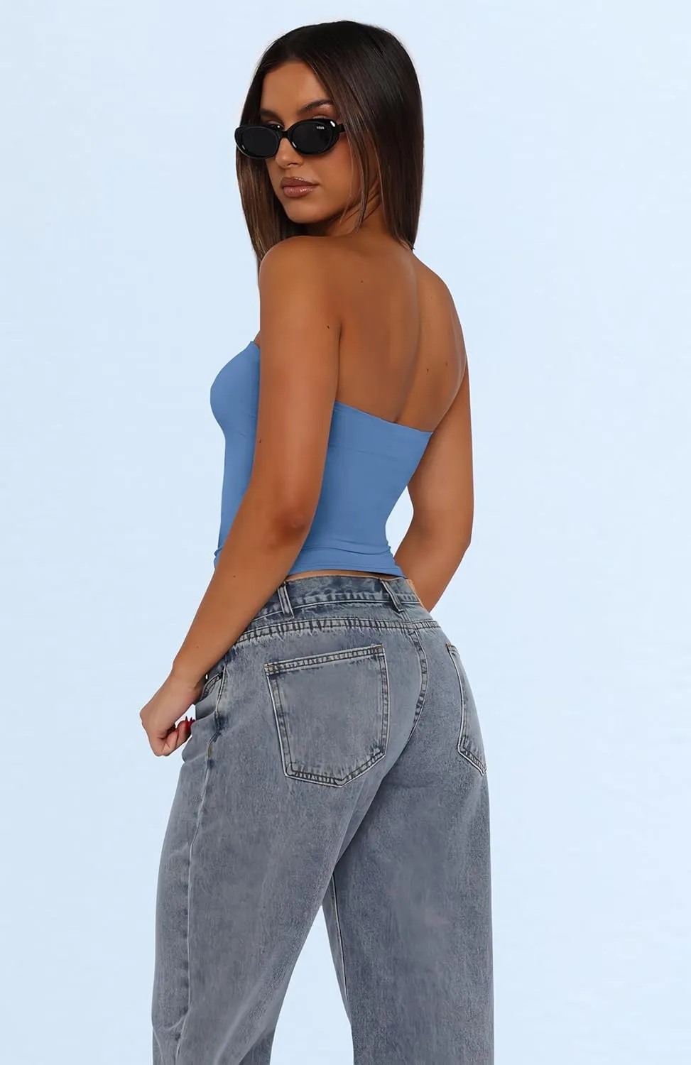 WIHOLL 3 Pack Tube Tops for Women Slim Fit Crop Tops Going Out Strapless Tank Tops Bandeau Summer Outfits 2025 Y2K Clothes