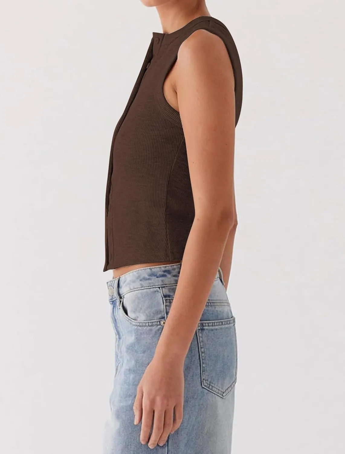 Womens Going Out Tops Summer Spring Ribbed Tank Sexy Crop Cute Y2K Button Down T Shirts Fashion Clothes 2025