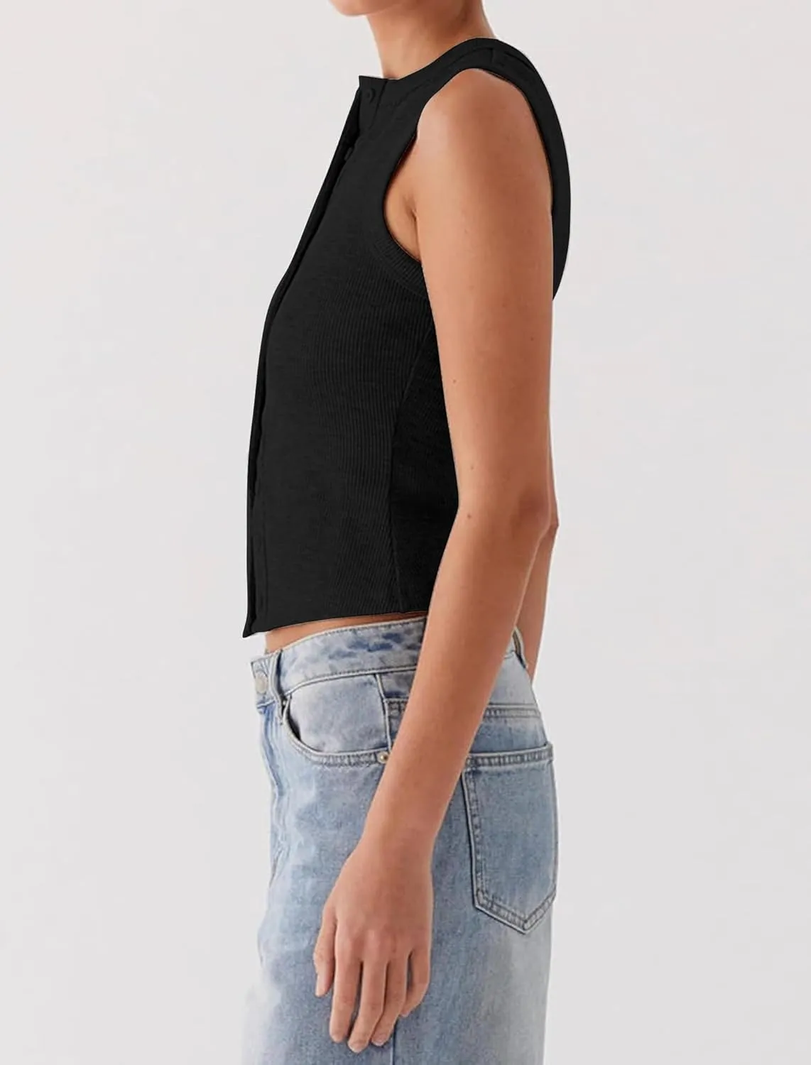 Womens Going Out Tops Summer Spring Ribbed Tank Sexy Crop Cute Y2K Button Down T Shirts Fashion Clothes 2025