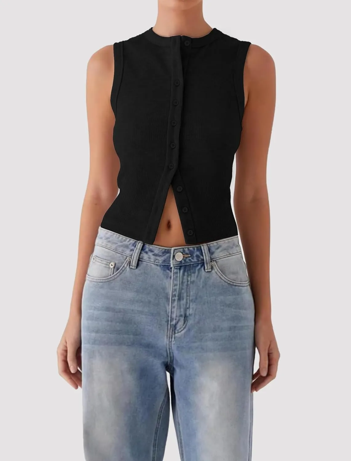 Womens Going Out Tops Summer Spring Ribbed Tank Sexy Crop Cute Y2K Button Down T Shirts Fashion Clothes 2025