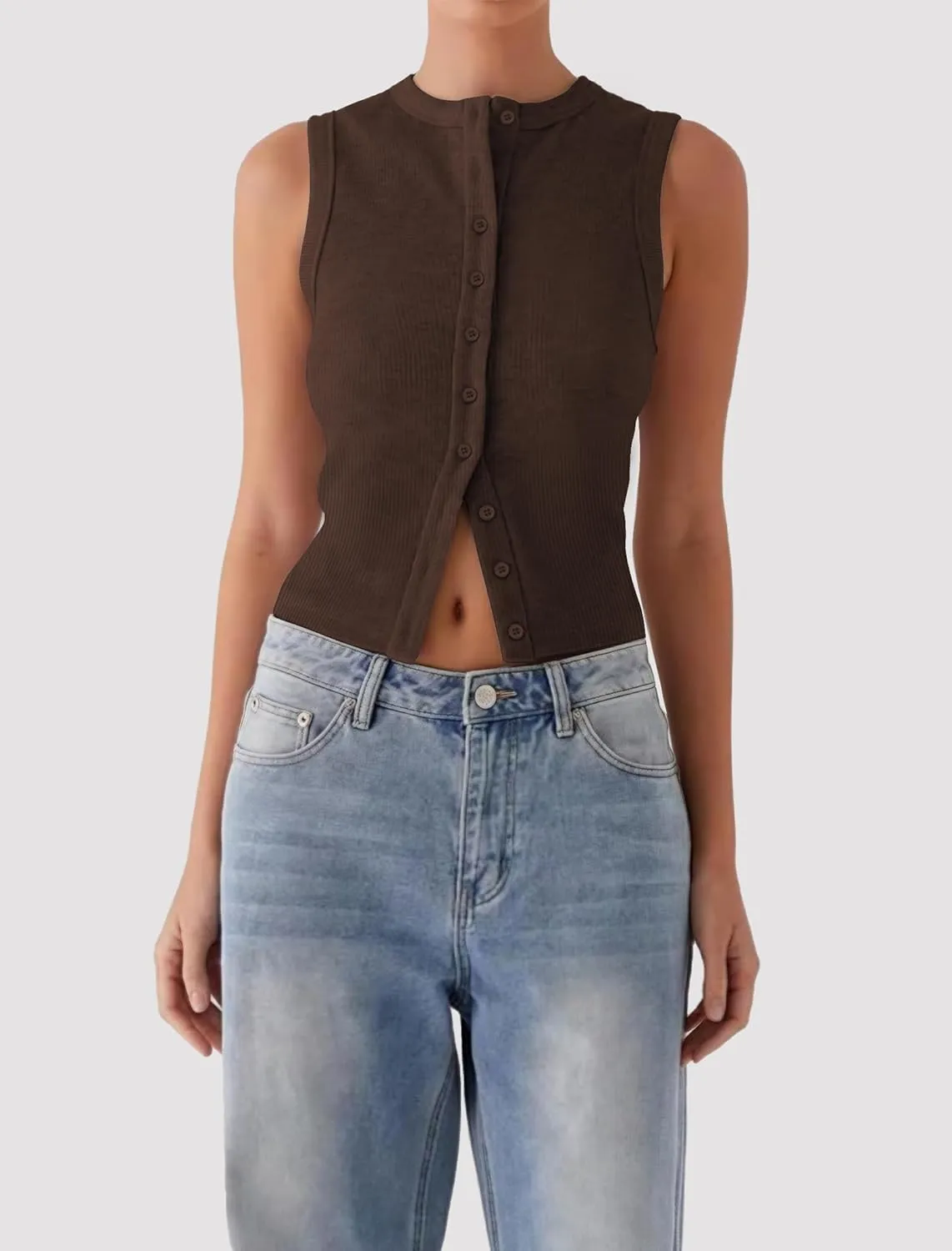 Womens Going Out Tops Summer Spring Ribbed Tank Sexy Crop Cute Y2K Button Down T Shirts Fashion Clothes 2025