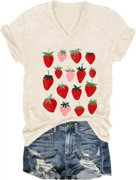 Women's T-Shirts V-Neck Dragonfly Tee Cute Summer Graphic Shirts Vintage Boho Flowers Short Sleeve T Shirt